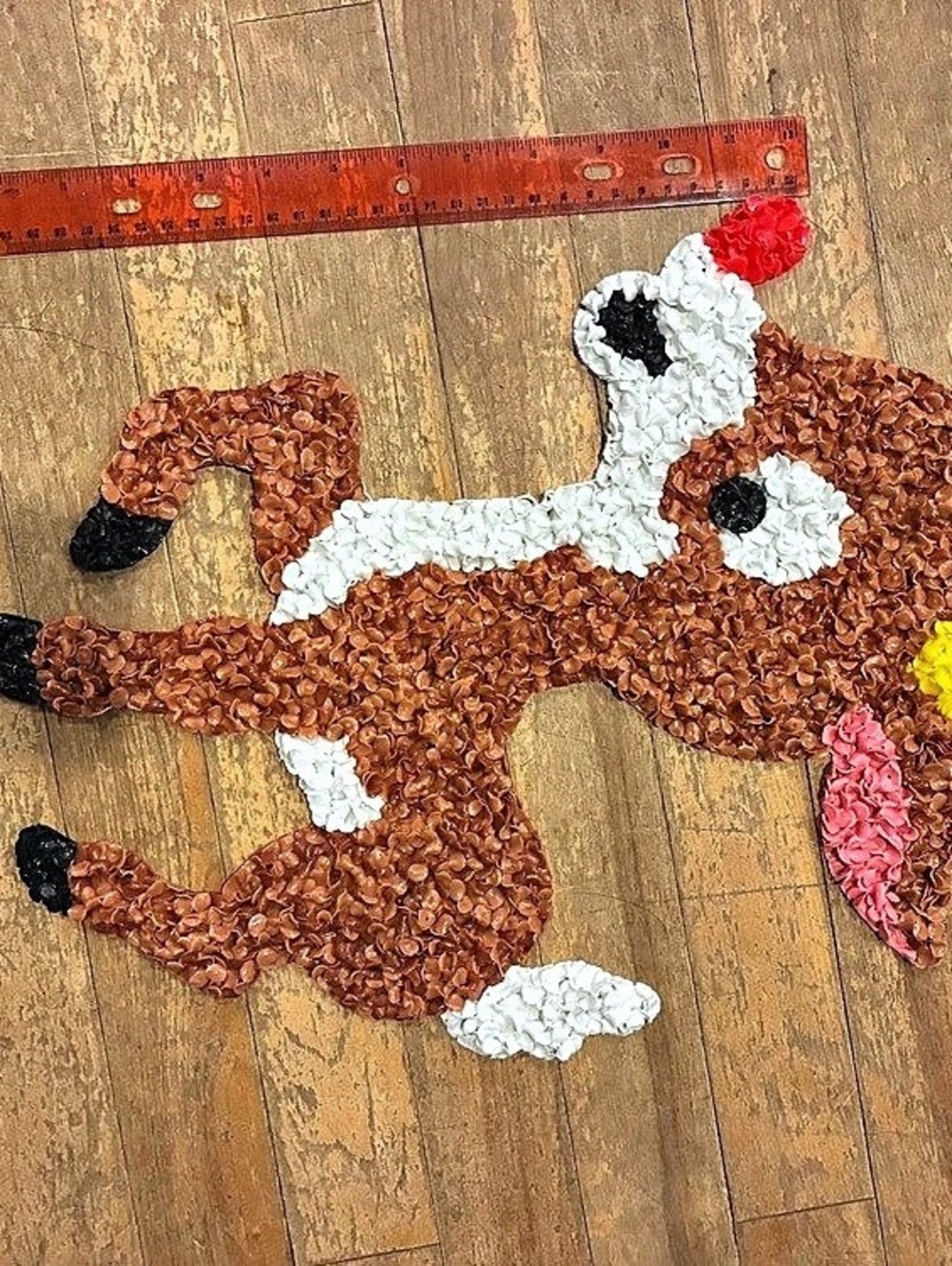Vintage Melted Plastic Popcorn Rudolph Reindeer Wall Decor
